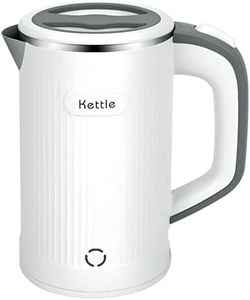 Electric Kettle Tea Water Kettle Stainless Steel 304, Fast Boiling with Hot Water, Portable Kettle, Double Wall with Boil-Dry Protection, Automatic Shut-Off, 800ml Capacity, White