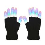 Vicloon LED Flashing Rave Gloves Finger Light Gloves with Multi Modes, Colorful Light Up Warm Gloves for Zoom Themed Night Party Festivals Halloween Christmas