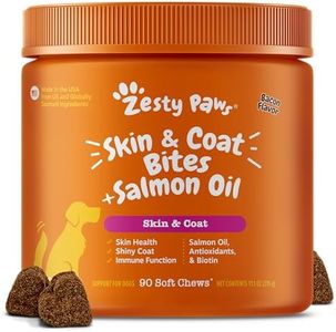 Zesty Paws Omega 3 Fish Oil for Dogs Soft Chews - Fish Oil Omega 3 Supplements for Dogs with EPA & DHA Fatty Acids - Dog Itching Skin Relief Chews - Dog Skin and Coat Supplement - Bacon - 90ct
