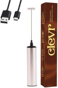 Clevr Blends Handheld Milk Frother, Stirrer, Mixer and Wisker for Coffee, Tea, Latte, Cappuccino, and Hot Chocolate Drink Prep and Fast & Easy Foam Creation, USB Re-Chargeable, No Batteries Needed