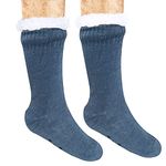 ShopOlica Mens Winter Socks Fluffy Warm Fleece Fur Lined Thermal Non Skid Stockings Cozy Crew Cabin Socks - (Grey, Pack of 2)