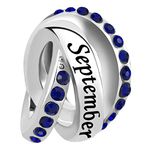 LSxAB Blue September Birthstone Happy Birthday Charm Compatible with Pandora Charms Bracelets