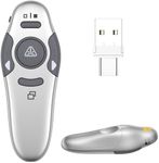 QUI Presentation Clicker Wireless Presenter Remote Clicker for PowerPoint Presentation Remote, PowerPoint Slide Advancer for Mac/Windows/Linux, Google Slide/PPT/Keynote, Type-c, Silver