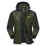 Lightweight Jackets Mens Waterproof Mountian Jacket Hiking Climbing Jackets for Men Tactical Hooded Jackets Mountain Hunting Jackets with Detachable Cap , Dark Green, XL