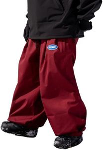xwxwseui DOOREK Super Baggy Style Snow Pants for Men Women Insulated Ski Pants Unisex 3L Fabric Waterproof Cargo Snow Pants (Wine, One Size)