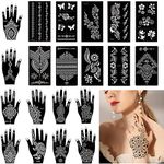 Stencils for Henna Tattoos/Temporary Tattoo Temples Set of 20 Sheets,Indian Arabian Tattoo Stickers for Hands Arms Shoulders Legs