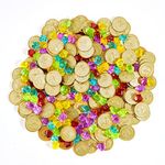 JOYIN 288 Pieces Pirate Gold Coins and Pirate Gems Jewelry Playset Pack Party Favor. (144 Coins+144 Gems)