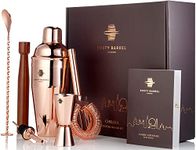 Rusty Barrel Cocktail Making Kit - Beautifully Presented Cocktail Shaker Set - Premium Cocktail Set with Cocktail Shaker and Bar Accessories for Home Pub - Cocktail Gift Set in a Beautiful Gift Box
