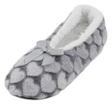 Atania Ladies Ballet Style Plush Slipper Socks Grey Hearts S/M