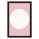 Ritwika's Personalized Plain Starmap Message Name Location Date Premium Digital Print Synthetic Frame With Glass For Wall Decor, Size 13.5 x 19.5 IN, Set Of 1 (Light Pink)