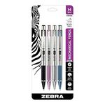 Zebra Pen M-301 Stainless Steel Mechanical Pencil, Premium Metal Barrel in Assorted Colors, Medium Point, 0.7mm, 4-Pack, 54114