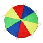 Parachute Toy, 6.1ft Diameter Rainbow Parachute for Kids Colorful Kids Parachute with Handles Large Gym Play Parachute for 6-8 People, for Indoor Outdoor Team Games Activity Party Supplies