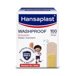 Hansaplast Antiseptic Washproof Bandage for injury & wounds | 100 Strips | First Aid | Water resistant | Provides Comfort to the Wound in Water | For Kids & Adults