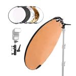 TENBEST Light Reflector Kit Including 32"/80cm 5-in-1 Collapsible Reflector & Universal Bracket & Cold Shoe Mount for Studio & Outdoor Photography Lighting