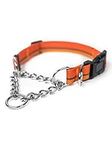 Mighty Paw Martingale Dog Collar 2.0 | Trainer Approved Limited Slip Collar with Stainless Steel Chain & Heavy Duty Buckle - Modified Cinch Collar for Gentle & Effective Pet Training - Medium, Orange