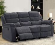 LEZINO 3 Seater Manual Recliner Sofa Set in Fabric | Manual Recliner in Grey Fabric(Manual Recliner, Grey, Three Seater)
