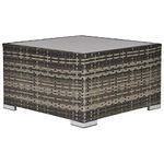 Outsunny Patio Rattan Coffee Table Ready to Use Outdoor Furniture Suitable for Garden Backyard, Deep Grey