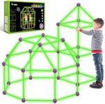 V-Opitos 140 Pack Glow in The Dart Fort Building Kits for Kids Age 4, 5, 6, 7, 8+ Years Old, STEM Building Toys for DIY Castles, Tunnels, Ideal Christmas, Birthday Gifts for Boys & Girls