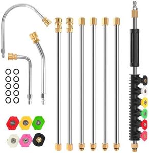4000 PSI Telescoping High Pressure Washer Extension Set for Gutter &Roof Drainage & Walls Cleaning Tools, Telescopic Gutter Cleaner With 3 Curve Wands, 6 Spray Nozzle Tips, 1/4" Quick Connect (1)