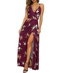 II ININ Women's Deep V-Neck Casual Dress Summer Backless Floral Print Split Maxi Dress for Beach Party(Floral 09,XXL)