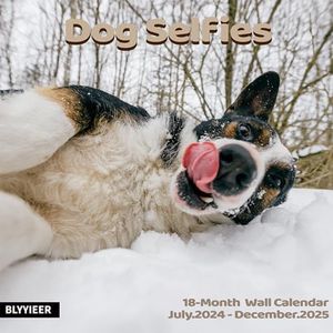 Dog Selfies 2025 Wall Calendar | 12" x 24" Open Hangable Monthly | Thick & Sturdy Paper | Funny Dogs | Family Planner Calendar Jul.2024 - Dec.2025