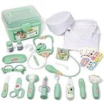 Liberry Doctor Kit for Toddlers 3 4 5 Years Old, 30-Piece Kid Doctor Toy with Stethoscope, Costume, Green Medical Pretend Play Gift for Girls Boys