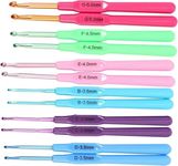 GEMSY 6 Color Crochet Hook Set | Hard-Anodized Plastic Handle Hook for Embroidery | Ultimate Sewing, Craft, Sweater, Woolen Cloth, Yarn, Thread | Needles Kit for Knitting - DIY Pack of 12