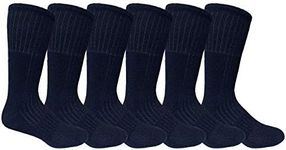 Yacht & Smith 6 Pairs Of Mens Military Grade Thick Padded Terry Lined Cotton Socks, Ribbed, Dry Wicking, Heavy Duty Crew Sock, 6 Pair Black, One Size