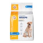 Arm & Hammer for Pets Male Dog Wraps, Size Large, 12 Count | Ultra-Absorbent, Adjustable Male Dog Diapers with Leak-Proof Protection and Wetness Indicator for Large Dogs