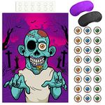 TUPARKA Pin The Eye on The Zombie Halloween Game with 24 Pcs Zombie Eye Stickers for Halloween Party Favors Decorations