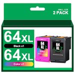 HALLOLUX 64 Ink Cartridges for HP Ink 64 XL Combo Pack Encre for HP 64XL HP64 for HP Envy Photo 7958e 7955e 7255e 7855 7858 6230 7155 6255 6252 7120 7164 Printer (Black, Tri-Color)