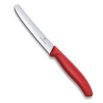 Victorinox Swiss Classic Tomato and Table Knife Ideal for Cutting Fruits and Vegetables with Soft Skin Serrated Blade in Red, 4.3 inches