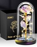 Otlonpe Birthday Gifts for Women, Mothers Day Flowers Gifts for Mom Wife from Kids Daughter Son Husband, Rainbow Light Up Rose in A Glass Dome Gifts for Mom Wife, Mother's Day, Christmas Day