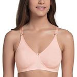 Enamor A055 Stretch Cotton Comfort Shaper With Detachable Straps T-Shirt Bra - Non-Padded Wirefree High Coverage - Pearl