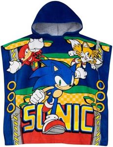 SONIC THE HEDGEHOG Toalla Playa Poncho Playa Niño Juegos | Toalla Capucha Niño | Talla Unica Azul