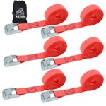 XSTRAP Cam Buckle Straps 6PK 8FT Powersports Tie-Downs 1-Inch Red