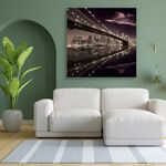 Pitaara Box Brooklyn Bridge In Manhattan Skyline, New York USA | Canvas Painting for Bedroom & Living Room | Engineered Wood Frame | 28 x 28 inch (71 x 71 cms)