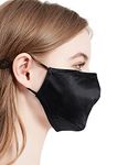 Black Cloth Face Mask Mulberry Silk with Nose Wire Reusable, Hypoallergenic Silk Face Masks for Men Women Acne Wedding Party Washable