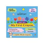 Azafran My First Crayon for Baby Boy, 4 Jumbo Block Crayons, Organic, Washable, Non-Toxic, Easy Grip for Tiny Hands