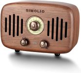 SIMOLIO Vintage Radio Retro Bluetooth Speakers, Loud and Powerful 2x8W Ultimate Stereo Sound, Nature Black Walnut Wooden Speaker with FM Radio & AUX, Bluetooth CSR Chip, HD Sound and Bass, Gift Ideas