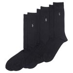 Polo Ralph Lauren Men's Cotton Ribbed Dress Crew Socks -3 Pair Pack-Soft and Lightweight Cotton Comfort, Black, 6-12.5