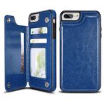 UEEBAI Case for iPhone 6 Plus 6S Plus, Luxury PU Leather Case with [Two Magnetic Clasp] [Card Slots] Stand Function Practical Soft TPU Case Back Wallet Flip Case for iPhone 6 Plus/6S Plus - Blue