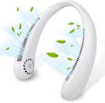 Portable Bladeless Neck Fan, Hand Free Leafless Neckband Fan, Rechargeable Wearable Personal Fan with 3000 mAh Long-Lasting Battery, Adjustable 3 Speeds (White)