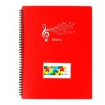 A4 Sheet Music Folder, Music Folder Paper Documents, 60 Pages Music File Folder, Spiral Binder Music File Folder for Musicians, Band, Concert, Piano (Red)