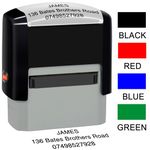 Personalised Stamp Self-Inking Custom Stamp 38x14mm Rubber Work Business Address Stamps Up to 3 Lines 4 Color and Font Available