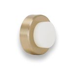 EVI Herrajes | Wall-Mounted Door Stop | 1.38" x 0.71" | Golden Brass | Adhesive or Screw Installation | White Rubber | Anti-Impact Cushion | for Handles | 2 Installation Modes | 04025435BTPMLMT.