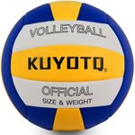 KUYOTQ Volleyball, Waterproof Indoor Outdoor Volleyball Soft Leather for Beach Game Gym Training Wear-Resistant Anti Slip for Youth Adults (Official Size 5,Deflated)