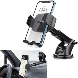 Sinytuto 1 PC Car Mobile Phone Holder, Windshield Dashboard Suction Cup Navigation Bracket, Anti-Shake Stabilizing Stand for iPhone Smartphones, Universal for Automotive Interior Accessories (Black)