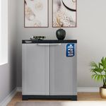 Nilkamal Freedom Mini Medium (FMS) Compact Plastic Kids Mini Storage Cabinet|3-Year Warranty|2 Doors Cupboard|Multipurpose Storage Suitable for Kids Room and Home|Grey & Charcoal Grey
