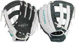 EASTON Ghost Flex Youth Softball/Tee Ball Glove, 11", RHT Grey/White/Mint Green, Arched H Web, GFY11MG